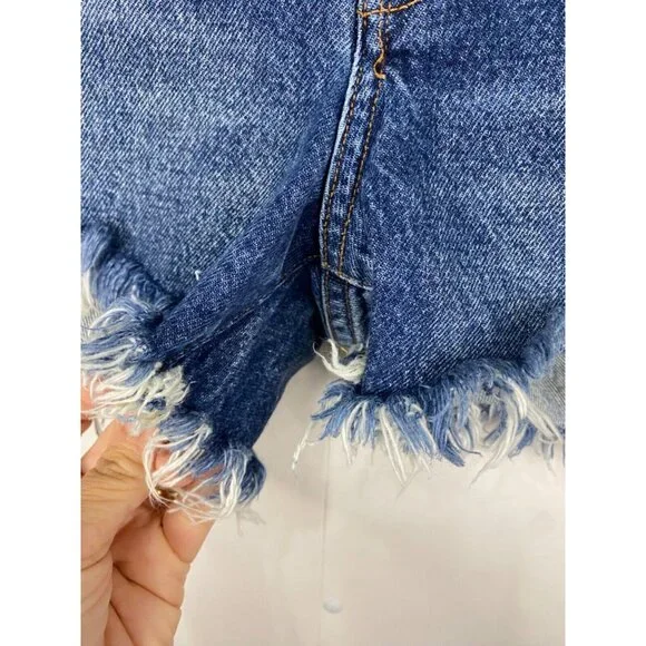 Agolde Parker Cut Off Denim Shorts Button Fly Raw Hem Size 29 EUC